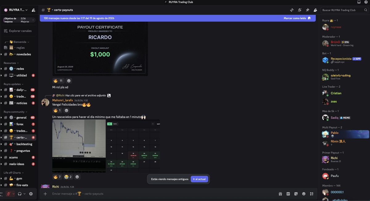 Dentro del Discord del Ruyra Trading Club