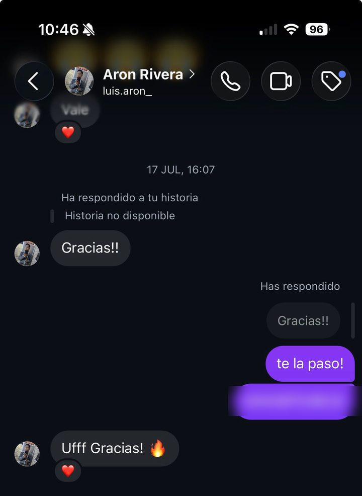 Mensaje de un miembro dando las gracias tras recibir su cuenta